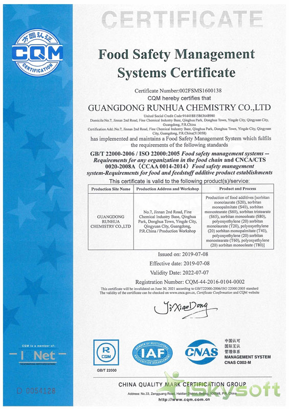 food safety management systems certificate